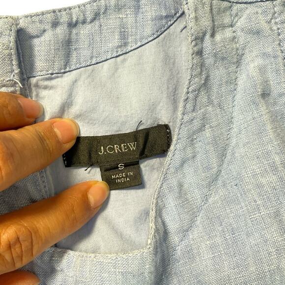 J. Crew Light Blue Sleeveless 100% Linen Tunic Dress Pockets Preppy Size Small - Picture 7 of 10